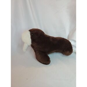 Vintage 1980s Sea World Walrus Plush Brown‎ White Stuffed Animal 11